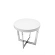Pangea Home Oyster Gloss Lacquer & High Polished Steel Metal Side Table in White