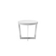 Pangea Home Oyster Gloss Lacquer & High Polished Steel Metal Side Table in White