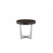 Pangea Home Oyster Modern Wood Veneer & Polished Steel Side Table in Espresso