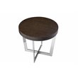 Pangea Home Oyster Modern Wood Veneer & Polished Steel Side Table in Espresso