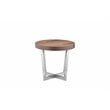 Pangea Home Oyster Modern Wood Veneer & High Polished Steel Side Table in Walnut