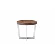 Pangea Home Oyster Modern Wood Veneer & High Polished Steel Side Table in Walnut