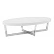 Pangea Home Oyster Gloss Lacquer & Polished Steel Metal Coffee Table in White