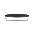 Pangea Home Oyster Modern Wood Veneer & Polished Steel Coffee Table in Espresso
