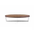 Pangea Home Oyster Modern Wood Veneer & Polished Steel Coffee Table in Walnut