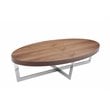 Pangea Home Oyster Modern Wood Veneer & Polished Steel Coffee Table in Walnut