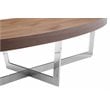 Pangea Home Oyster Modern Wood Veneer & Polished Steel Coffee Table in Walnut