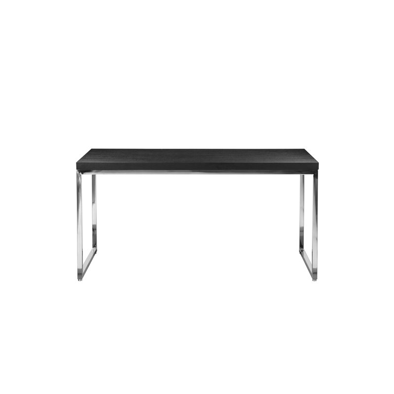Pangea Home Fred Modern Wood Veneer & High Polished Steel Desk in Black