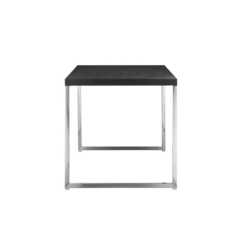 Pangea Home Fred Modern Wood Veneer & High Polished Steel Desk in Black