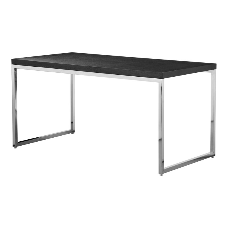 Pangea Home Fred Modern Wood Veneer & High Polished Steel Desk in Black