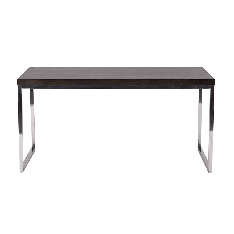 Pangea Home Fred Modern Wood Veneer & High Polished Steel Desk in Espresso