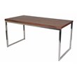 Pangea Home Fred Modern Wood Veneer & High Polished Steel Desk in Walnut
