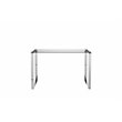 Pangea Home Helen Modern Polished Steel Metal & Tempered Glass Desk in Silver