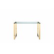 Pangea Home Helen Modern High Polished Steel Metal & Tempered Glass Desk in Gold