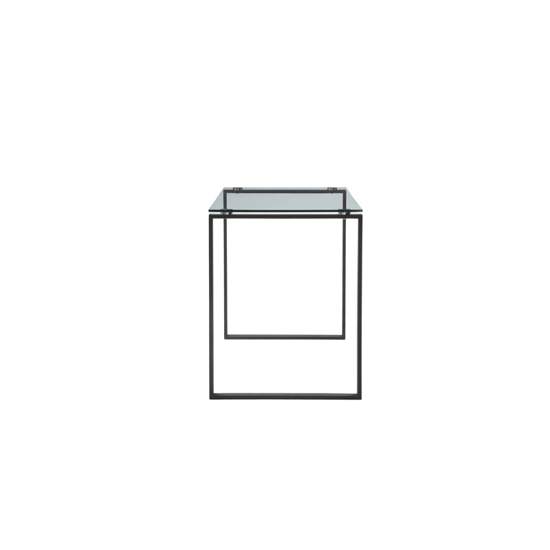 Pangea Home Helen Modern Tempered Glass & Metal Desk in Black