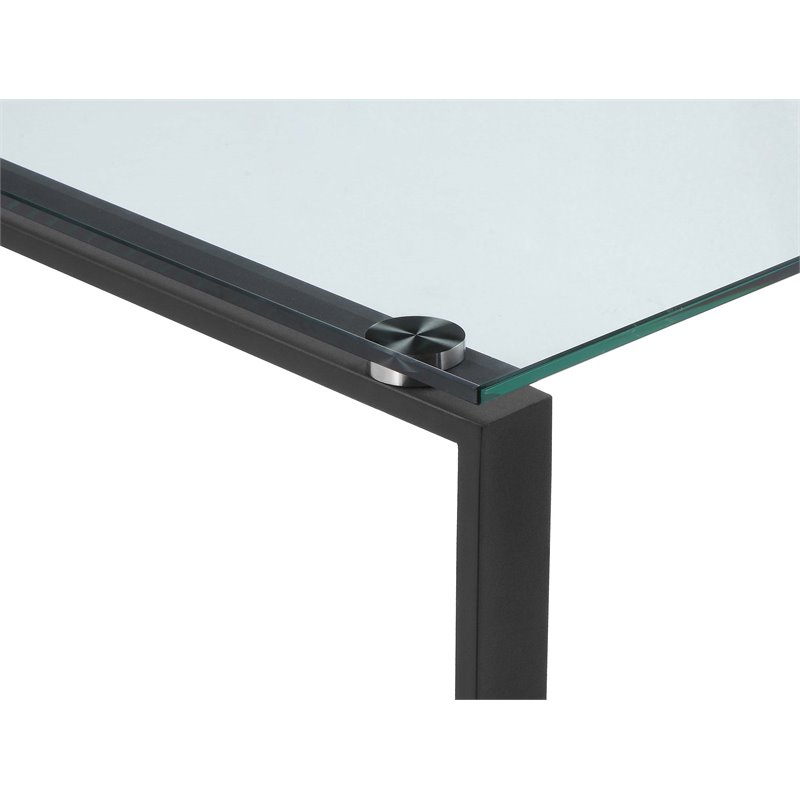 Pangea Home Helen Modern Tempered Glass & Metal Desk in Black