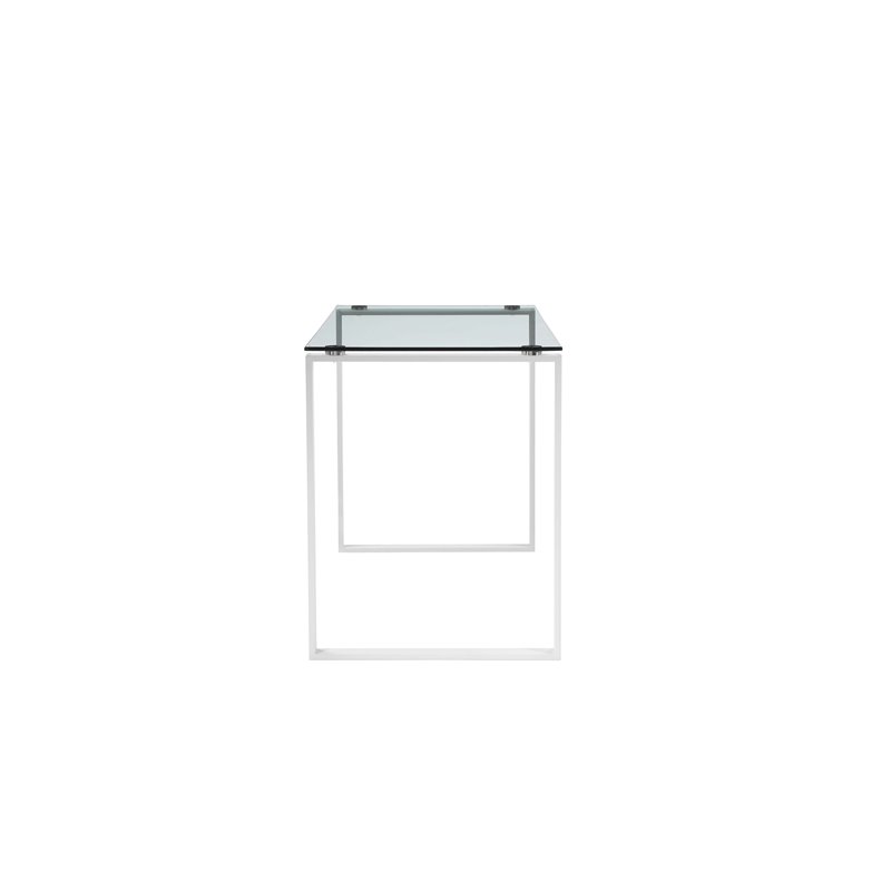 Pangea Home Helen Modern Tempered Glass & Metal Desk in White