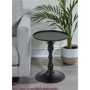 Pangea Home Bishop Circle Top Modern Steel Metal Side Table in Black