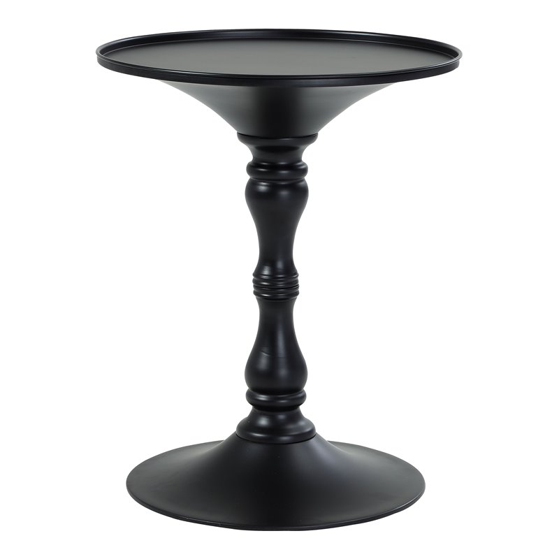 Pangea Home Bishop Circle Top Modern Steel Metal Side Table in Black