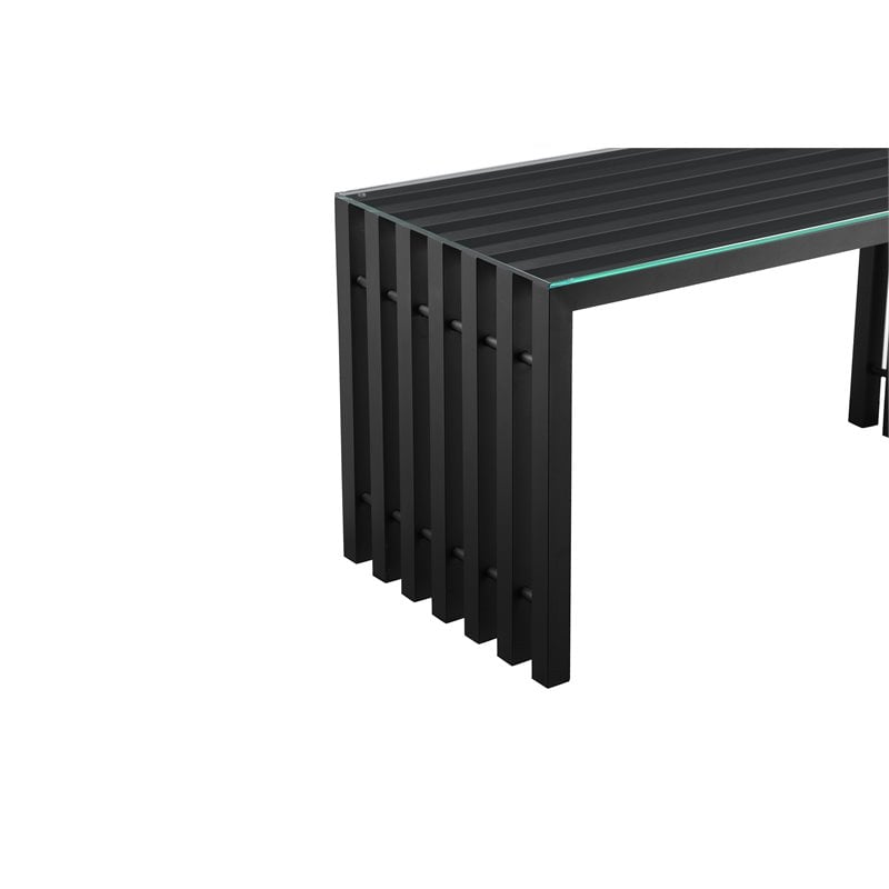 Pangea Home Vlad Modern Metal & Tempered Glass Desk in Black