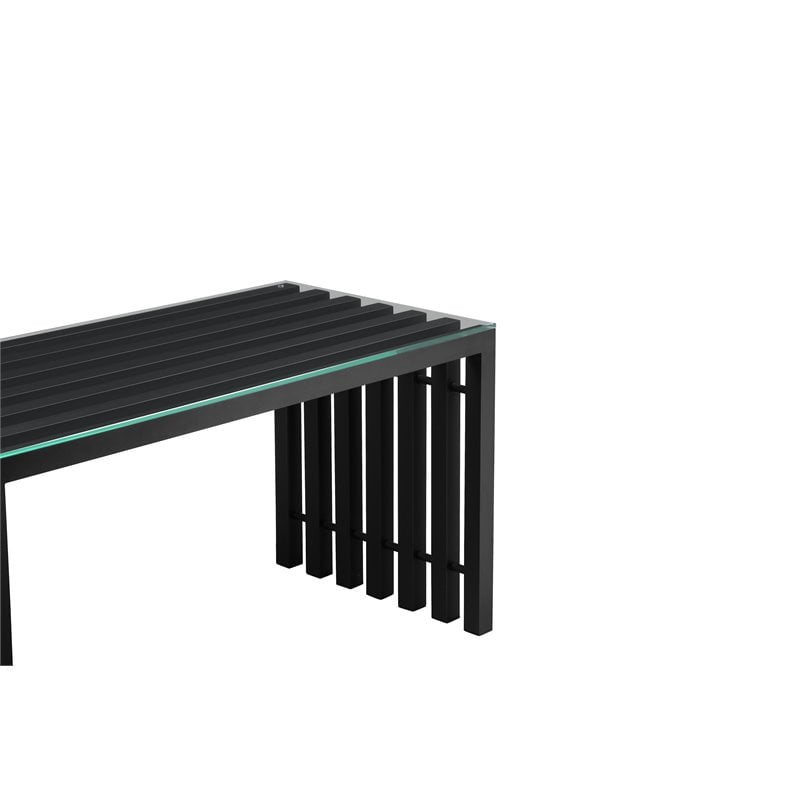 Pangea Home Vlad Modern Metal & Tempered Glass Desk in Black