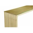 Pangea Home Lux Modern Brushed Steel Metal and Glass Console Table in Gold
