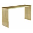 Pangea Home Lux Modern Brushed Steel Metal and Glass Console Table in Gold