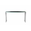 Pangea Home Lux Modern Brushed Steel Metal and Glass Console Table in Silver