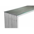 Pangea Home Lux Modern Brushed Steel Metal and Glass Console Table in Silver