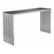 Pangea Home Lux Modern Brushed Steel Metal and Glass Console Table in Silver
