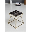 Pangea Home Geo Modern Marble & Steel Side Table in Black & Gold