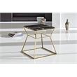 Pangea Home Geo Modern Marble & Steel Side Table in Black & Gold