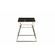 Pangea Home Geo Modern Marble & Steel Side Table in Black & Gold