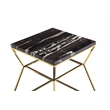 Pangea Home Geo Modern Marble & Steel Side Table in Black & Gold