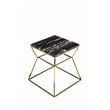 Pangea Home Geo Modern Marble & Steel Side Table in Black & Gold