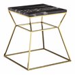 Pangea Home Geo Modern Marble & Steel Side Table in Black & Gold