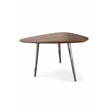 Pangea Home Hal Modern Wood Veneer & High Polished Steel Accent Table in Walnut