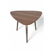 Pangea Home Hal Modern Wood Veneer & High Polished Steel Accent Table in Walnut