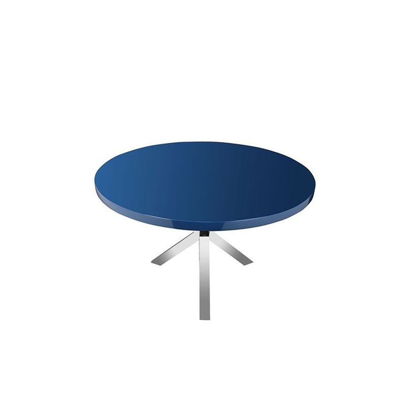 Pangea Home Remi Gloss Lacquer & High Polished Steel Metal Dining Table in Navy