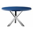 Pangea Home Remi Gloss Lacquer & High Polished Steel Metal Dining Table in Navy