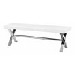 Pangea Home Beverly Modern Faux Leather & High Polished Steel Bench in White