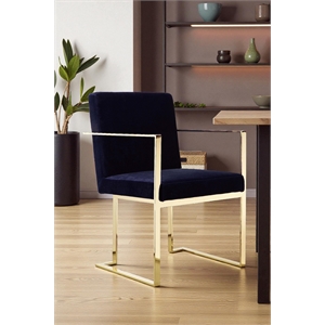 Pangea Home Dexter 18.5&quot Velvet & Steel Arm Chair in Navy & Gold