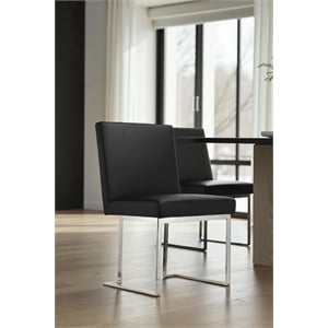 Pangea Home Dexter 18.5&quot Polyurethane & Metal Side Chair in Black (Set of 2)
