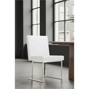 Pangea Home Dexter 18.5&quot Polyurethane & Metal Side Chair in White (Set of 2)