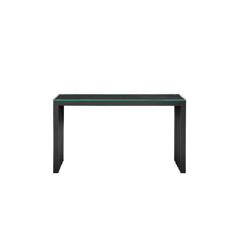 Pangea Home Vlad Modern Metal & Tempered Glass Console Table in Black