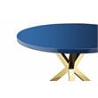 Pangea Home Remi Modern Lacquer & Polished Steel Metal Dining Table in Navy/Gold