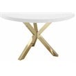 Pangea Home Remi Gloss Lacquer & Polished Steel Metal Dining Table in White/Gold