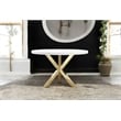 Pangea Home Remi Gloss Lacquer & Polished Steel Metal Dining Table in White/Gold