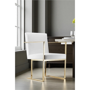 Pangea Home Dexter 18.5&quot Polyurethane & Metal Arm Chair in White/Gold
