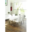 Pangea Home Sienna Gloss Lacquer & Polished Steel Metal Dining Table in White